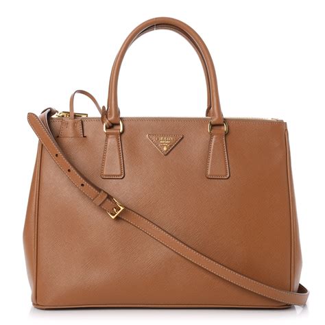 prada galleria double zip tote saffiano with accessories caramel|PRADA Saffiano Medium Galleria Double Zip Tote Caramel .